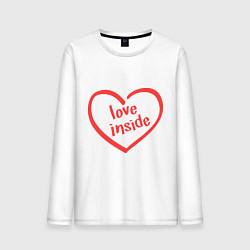 Лонгслив хлопковый мужской Love inside, цвет: белый