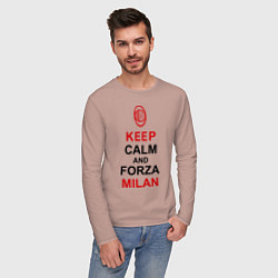 Лонгслив хлопковый мужской Keep Calm & Forza Milan, цвет: пыльно-розовый — фото 2