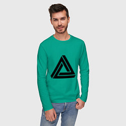 Лонгслив хлопковый мужской Triangle Visual Illusion цвета зеленый — фото 2