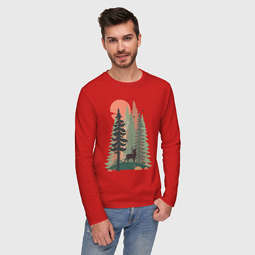 Мужской лонгслив Forest Adventure / Красный – фото 3