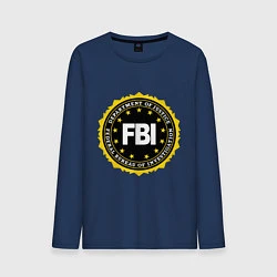 Лонгслив хлопковый мужской FBI Departament, цвет: тёмно-синий
