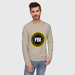Лонгслив хлопковый мужской FBI Departament, цвет: миндальный — фото 2