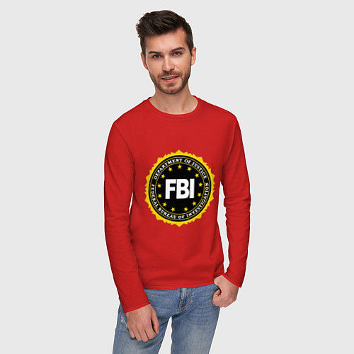 Мужской лонгслив FBI Departament / Красный – фото 3