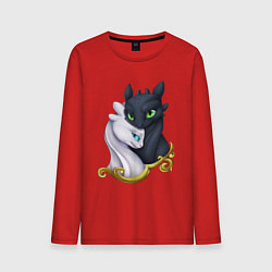 Лонгслив хлопковый мужской Дневная и ночная фурия, цвет: красный