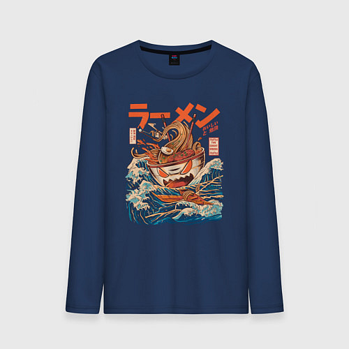 Мужской лонгслив Great Ramen: Kanagawa / Тёмно-синий – фото 1