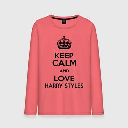 Лонгслив хлопковый мужской Keep Calm & Love Harry Styles, цвет: коралловый