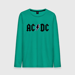 Лонгслив хлопковый мужской AC/DC цвета зеленый — фото 1