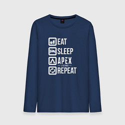 Лонгслив хлопковый мужской Eat, Sleep, Apex, Repeat, цвет: тёмно-синий