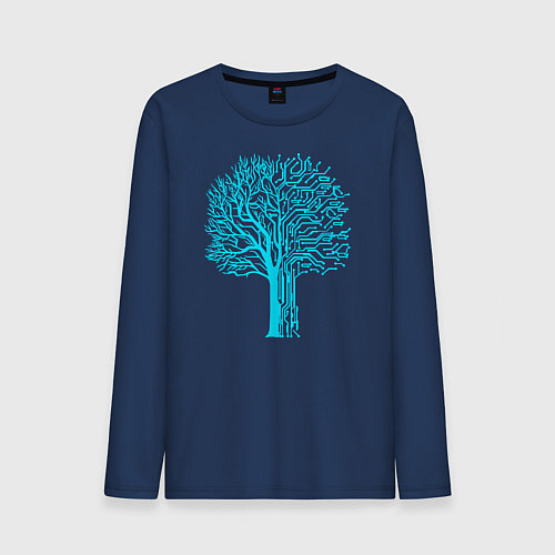 Мужской лонгслив Cyberpunk 2077: Blue Tree / Тёмно-синий – фото 1