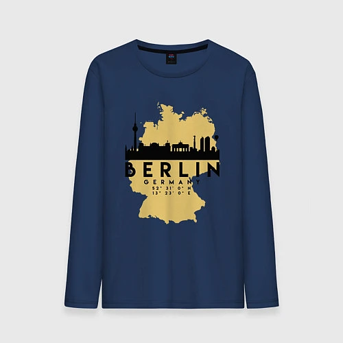Мужской лонгслив Берлин - Германия / Тёмно-синий – фото 1