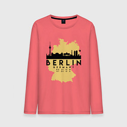 Лонгслив хлопковый мужской Берлин - Германия, цвет: коралловый