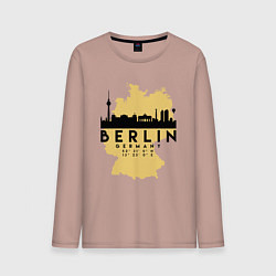 Лонгслив хлопковый мужской Берлин - Германия, цвет: пыльно-розовый