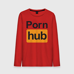 Лонгслив хлопковый мужской PornHub, цвет: красный
