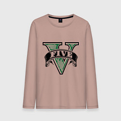 Лонгслив хлопковый мужской GTA V: Logo, цвет: пыльно-розовый