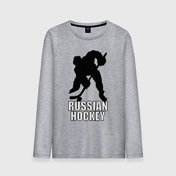 Лонгслив хлопковый мужской Russian Black Hockey, цвет: меланж