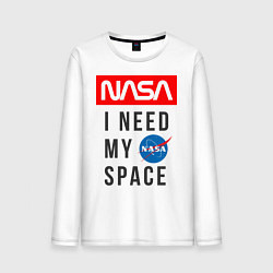 Лонгслив хлопковый мужской Nasa i need my space, цвет: белый