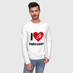 Лонгслив хлопковый мужской I love halloween (Я люблю хэллоуин), цвет: белый — фото 2