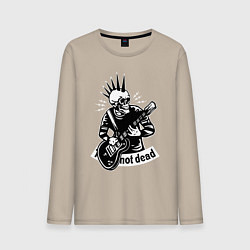 Лонгслив хлопковый мужской Punks not dead - motto, цвет: миндальный