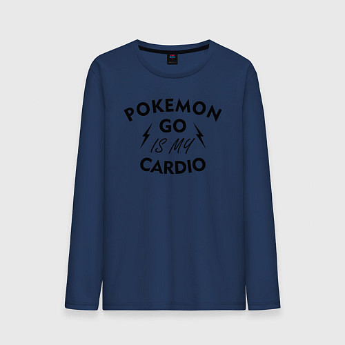 Мужской лонгслив Pokemon go is my Cardio / Тёмно-синий – фото 1