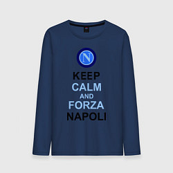 Лонгслив хлопковый мужской Keep Calm & Forza Napoli, цвет: тёмно-синий