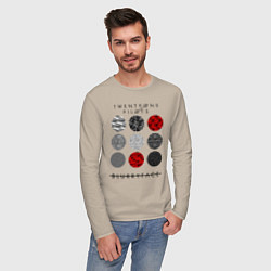 Лонгслив хлопковый мужской TOP: Blurryface, цвет: миндальный — фото 2