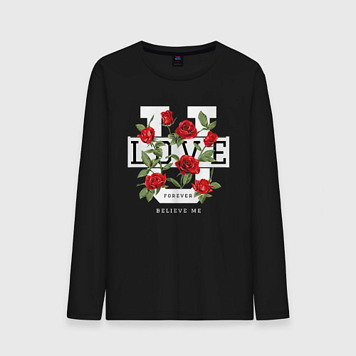 Мужской лонгслив Love u forever flowers / Черный – фото 1