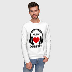 Лонгслив хлопковый мужской Dubstep Music is Love, цвет: белый — фото 2