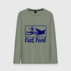 Лонгслив хлопковый мужской Shark fast food, цвет: авокадо