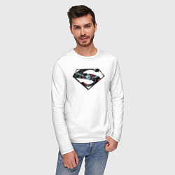 Лонгслив хлопковый мужской Superman, цвет: белый — фото 2