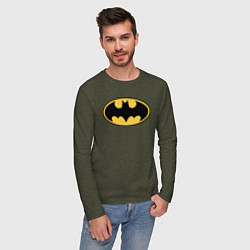 Лонгслив хлопковый мужской Batman цвета меланж-хаки — фото 2