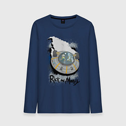 Лонгслив хлопковый мужской Rick & Morty Ship цвета тёмно-синий — фото 1