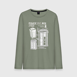 Лонгслив хлопковый мужской Доктор Кто, ТАРДИС, цвет: авокадо