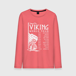Лонгслив хлопковый мужской Viking world tour, цвет: коралловый