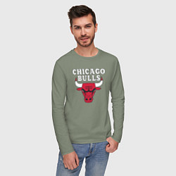 Лонгслив хлопковый мужской CHICAGO BULLS, цвет: авокадо — фото 2