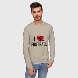 Лонгслив хлопковый мужской I love football, цвет: миндальный — фото 2