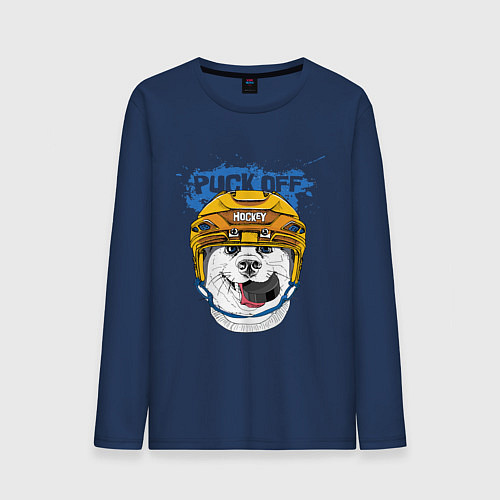 Мужской лонгслив Hockey Dog / Тёмно-синий – фото 1