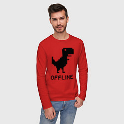 Лонгслив хлопковый мужской Offline, цвет: красный — фото 2