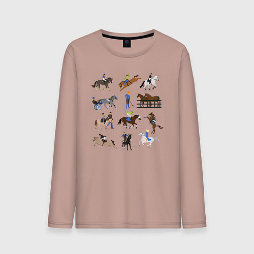 Мужской лонгслив Конный виды спорта / Пыльно-розовый – фото 1
