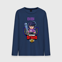 Лонгслив хлопковый мужской BRAWL STARS BIBI, цвет: тёмно-синий
