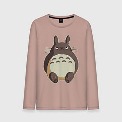 Лонгслив хлопковый мужской Грустный Тоторо, цвет: пыльно-розовый