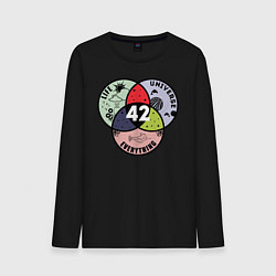 Лонгслив хлопковый мужской Life Universe Everything, цвет: черный