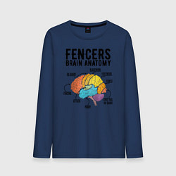Лонгслив хлопковый мужской Fences Brain Anatomy, цвет: тёмно-синий