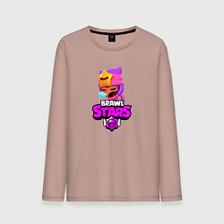 Лонгслив хлопковый мужской BRAWL STARS:СЭНДИ, цвет: пыльно-розовый