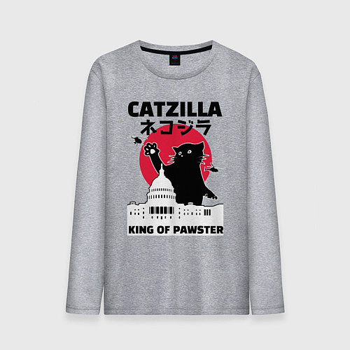 Мужской лонгслив Catzilla King of Pawster / Меланж – фото 1