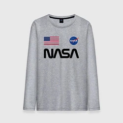 Лонгслив хлопковый мужской NASA НАСА, цвет: меланж