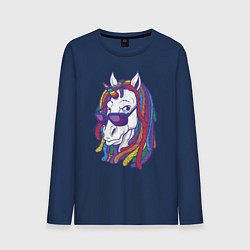 Лонгслив хлопковый мужской Rasta Unicorn, цвет: тёмно-синий