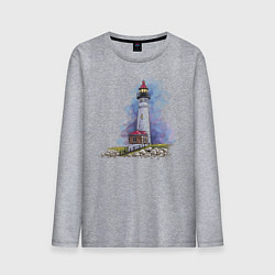 Лонгслив хлопковый мужской Crisp Point Lighthouse, цвет: меланж
