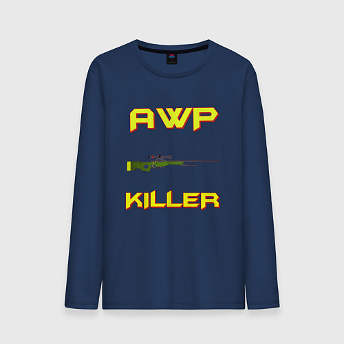 Мужской лонгслив AWP killer 2 / Тёмно-синий – фото 1