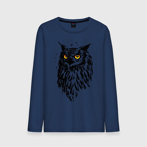 Мужской лонгслив Сова / Тёмно-синий – фото 1