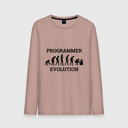 Лонгслив хлопковый мужской Эволюция программиста, цвет: пыльно-розовый